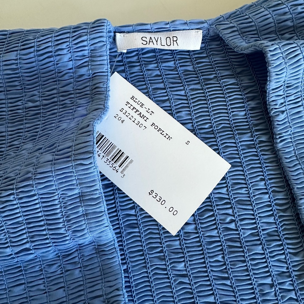 SAYLOR NEW Tiffani Smocked Blue Dress with Cut out Back size Small - Picture 15 of 16